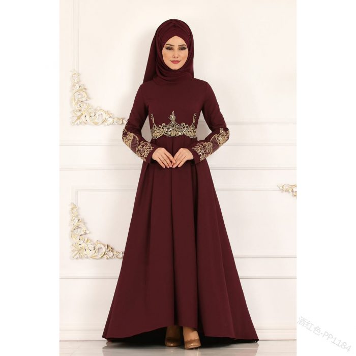Kaftan para mujeres musulmanas islámicas elegantes con manga larga 21011 - Image 6