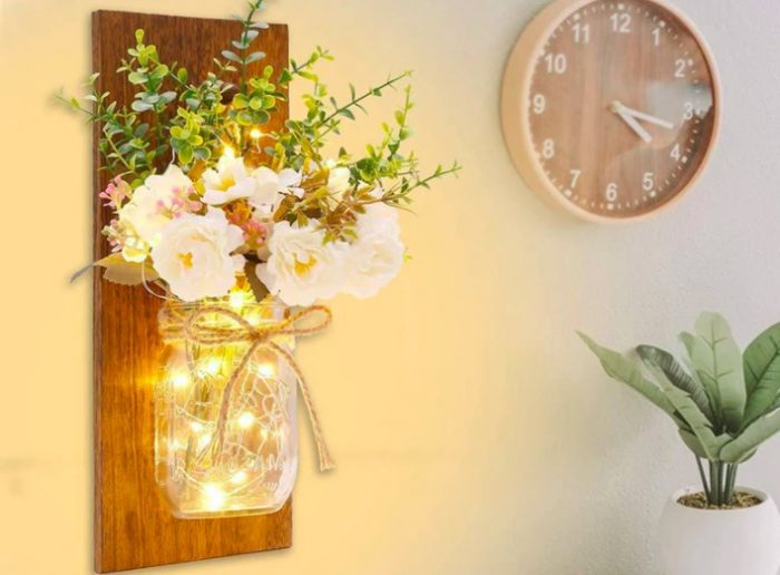 Paquete de 2 tarros de albañil con decoración de pared con control remoto, con luces de hadas para la sala de estar - Image 4