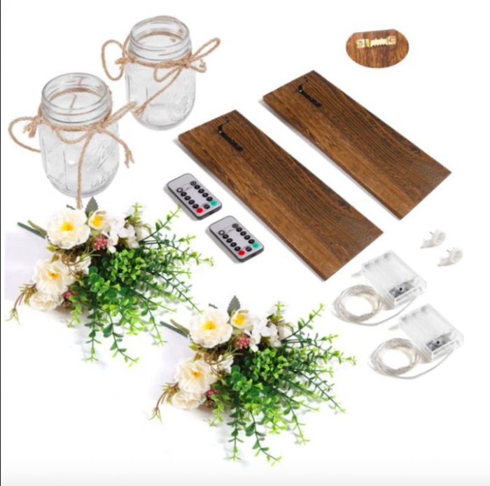 Paquete de 2 tarros de albañil con decoración de pared con control remoto, con luces de hadas para la sala de estar - Image 2