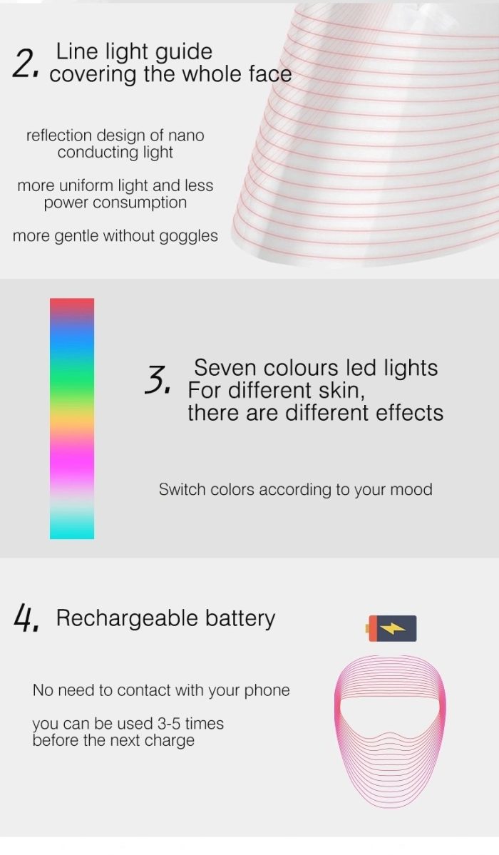 Beauty Photon 7-color LED Skin Rejuvenation Facial Therapy Wrinkle Facial Mask - Image 15